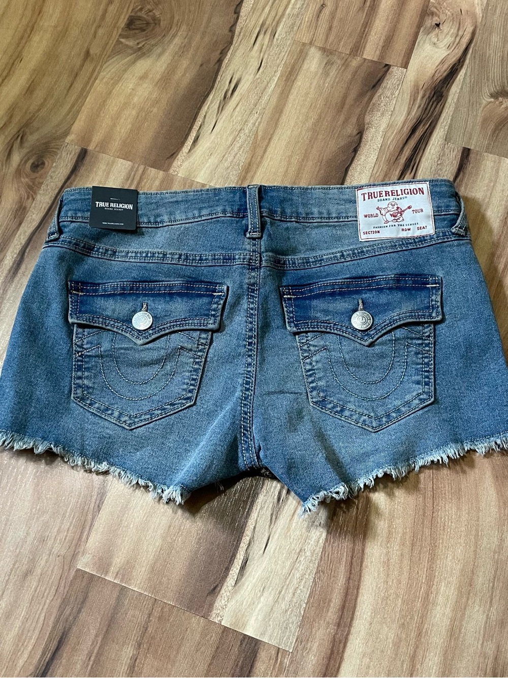 NWT True Religion Joey Low Rise Shorts Frayed Hem Flap Pocket Size 29 (8) Y2K - Picture 3 of 9
